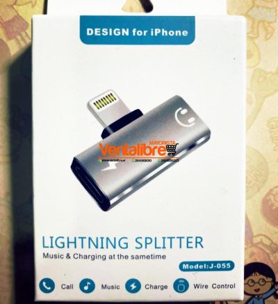 SPLITTER ADAPTADOR LIGHTNING AURICULAR Y CARGADOR IPHONE CALIDAD PREMIUM