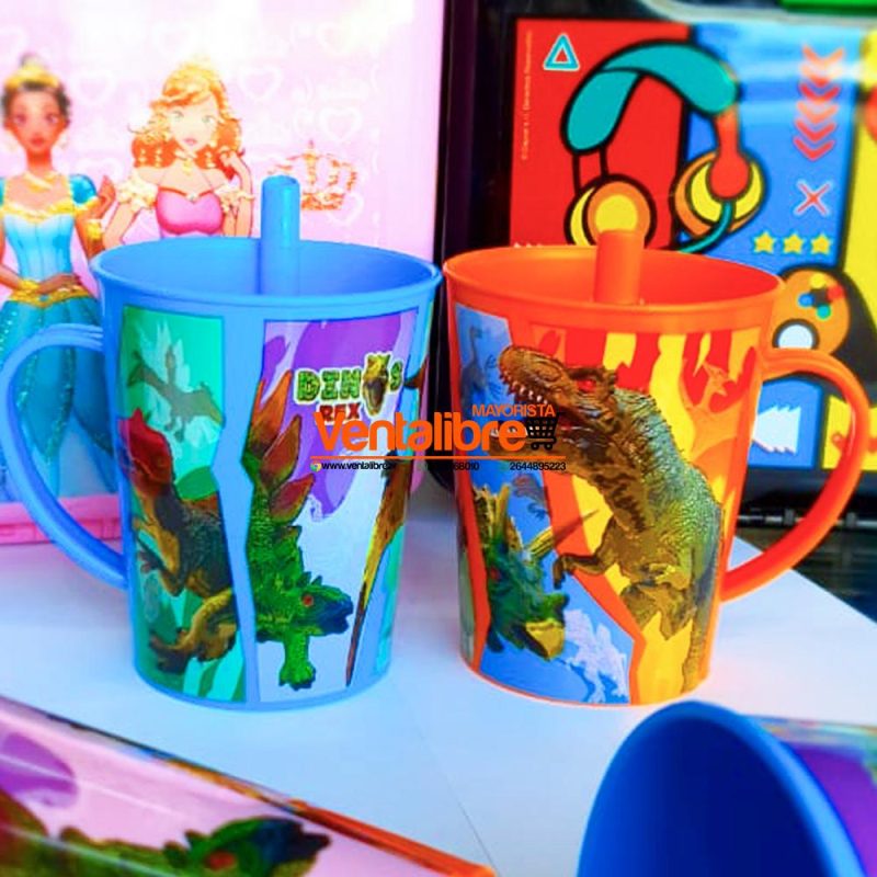 JARRO INFANTIL CON SORBITO ESTAMPADO PERSONAJES DINOS REX