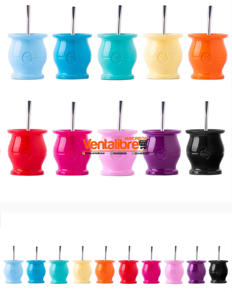 MATES PREMIUM CON BOMBILLA Y FILTRO SACA YERBA VARIOS COLORES - Imagen 2