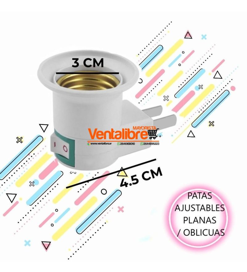 PORTA FOCO ADAPTADOR CON TECLA ON / OFF - Imagen 3