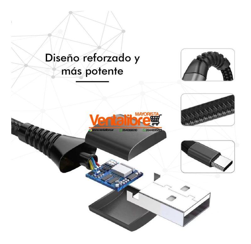 CABLE PRO21 NYLON 2.4 REFORZADO TIPO C - Imagen 2