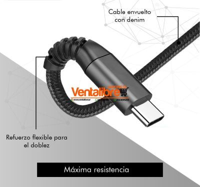 CABLE PRO21 NYLON 2.4 REFORZADO TIPO C - Image 3