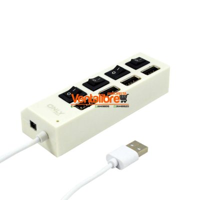 ADAPTADOR HUB USB 2.0 ON/OFF 4 PUERTOS BLANCO NEGRO