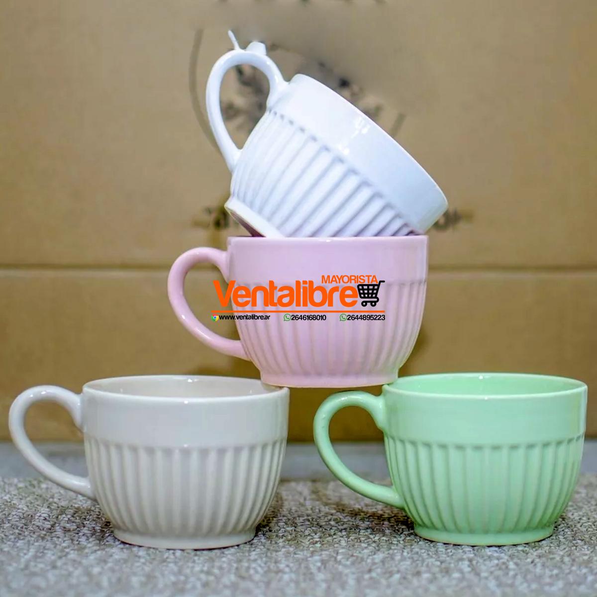 TAZAS TAZÓN DE CERÁMICA COLORES PREMIUM MODELO CANÉ