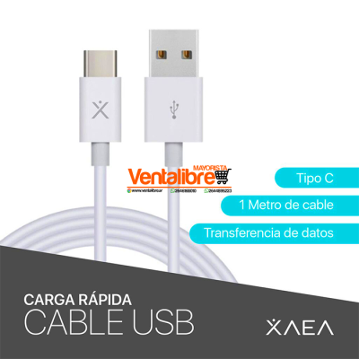 CABLE USB QUALY 4.4A XAEA TIPO C 1MTS