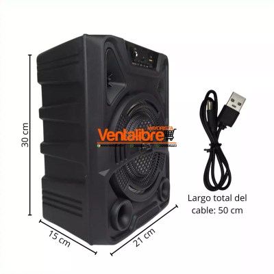 PARLANTE BLUETOOTH 8" TWEETER 600W PMPO RADIO LUCES RGB ENTRADA MICRO - Image 2