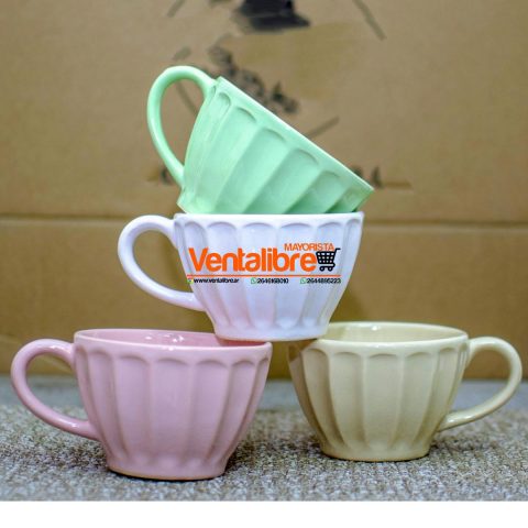 TAZAS DE CERÁMICA COLORES PREMIUM MODELO VAINILLA