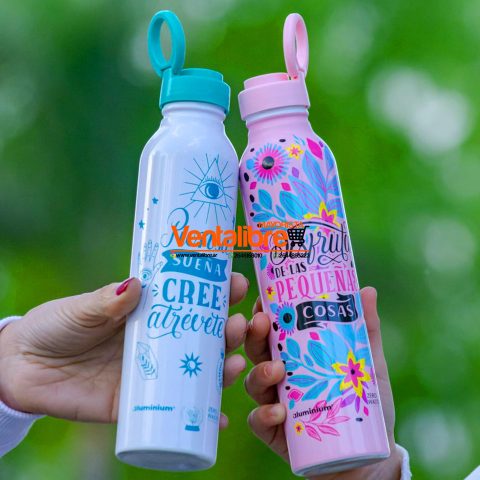 BOTELLA DE ALUMINIO PREMIUM VARIOS DISEÑOS Y COLORES