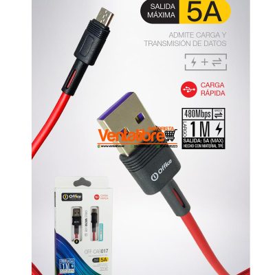 CABLE USB 2.0 A MICRO USB 1.00 MTS 5AMP