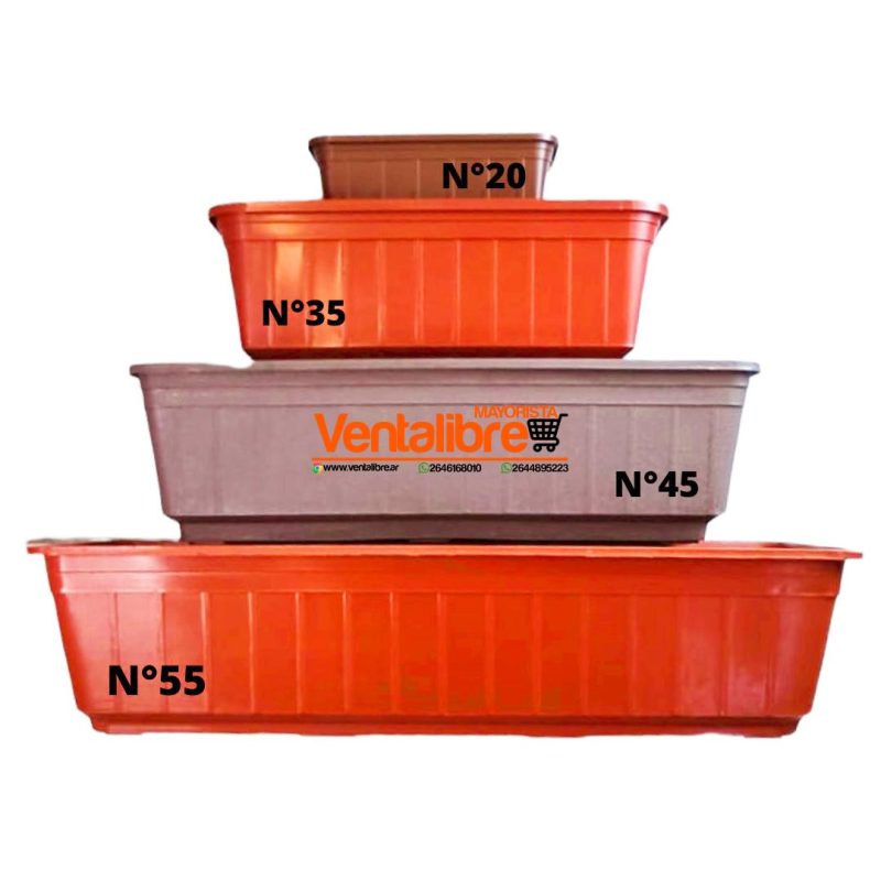MACETA RECTANGULAR JARDINERA PREMIUM N°35 MED. 35 X 14 X 12 CM. - Imagen 2