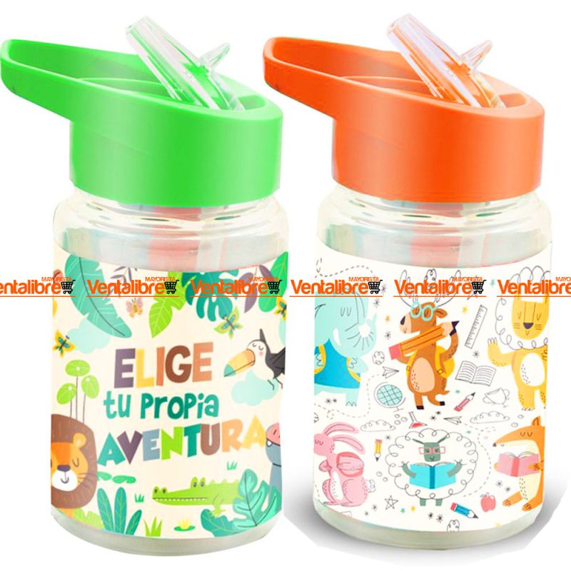 BOTELLA DEPORTIVA INFANTIL CON AGARRE DE 400 ML. ESTAMPADA
