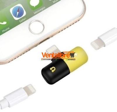 SPLITTER ADAPTADOR LIGHTNING DOBLE SALIDA IPHONE CARGA MAS AUDIO - Image 2