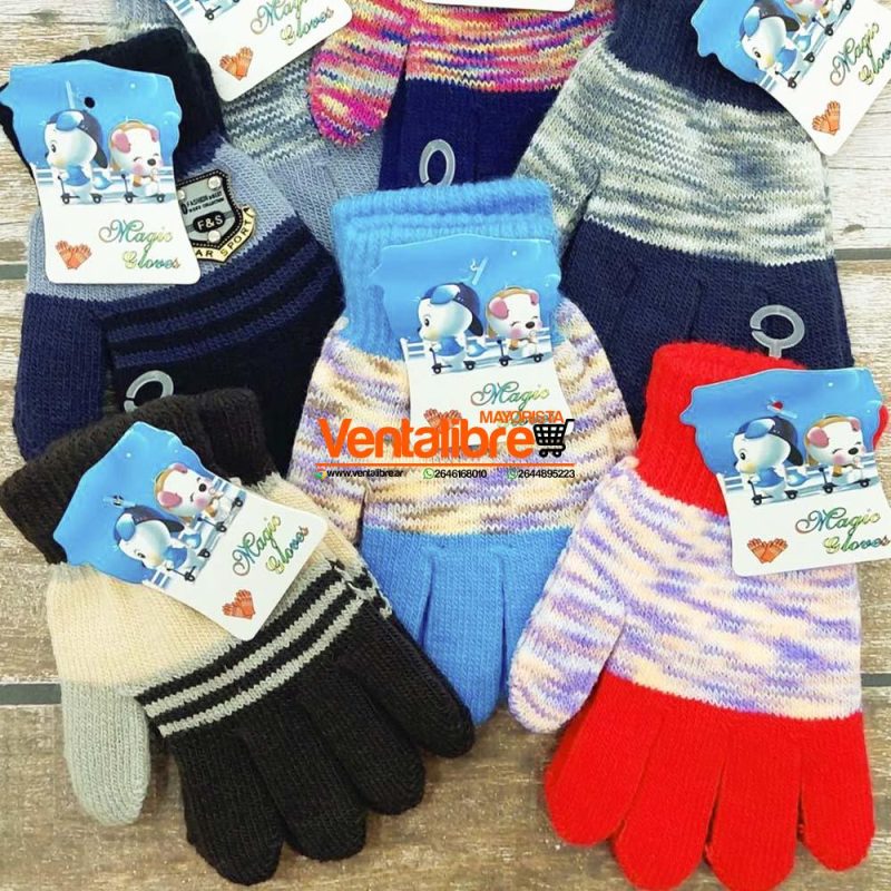 GUANTES MÁGICOS INFANTIL DOBLE TEJIDO VARIOS COLORES