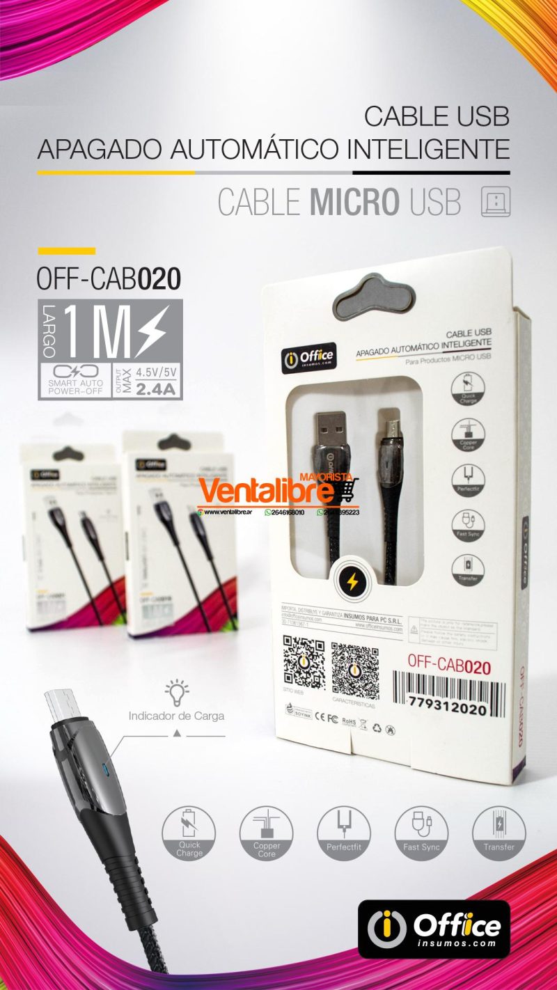 CABLE USB TIPO C 2.0+2.4 AMP 1MTS AUTO CORTE CARGA RAPIDA - Imagen 4