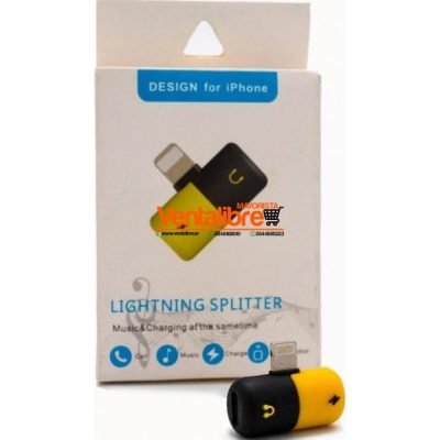 SPLITTER ADAPTADOR LIGHTNING DOBLE SALIDA IPHONE CARGA MAS AUDIO