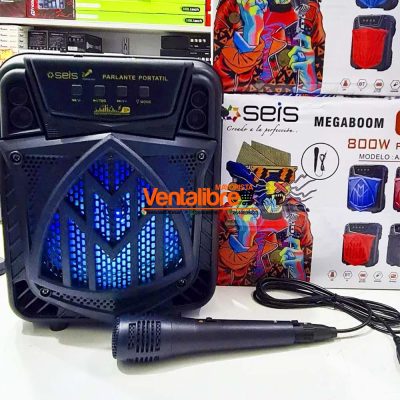 PARLANTES BLUETOOTH MEGA BOOM 800W LED RADIO MICRÓFONO 6.5"