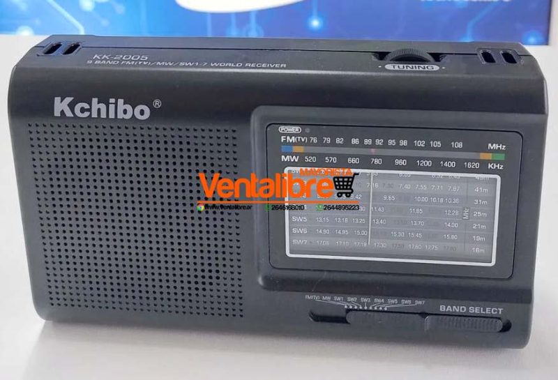 RADIO ANALÓGICA KCHIBO DUAL 220V 9 BANDAS FM-TV/AM-MW/SW1-7 COLOR NEGRO - Imagen 3