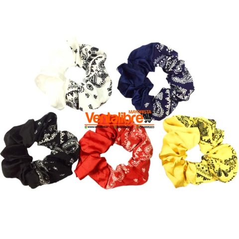 COLETAS SCRUNCHIES COMBINADAS PAISLEY EXCELENTE AJUSTE