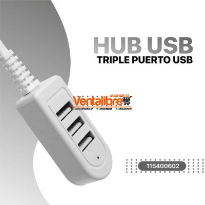 ADAPTADOR HUB USB 3 PUERTOS BLANCO NEGRO - Image 2