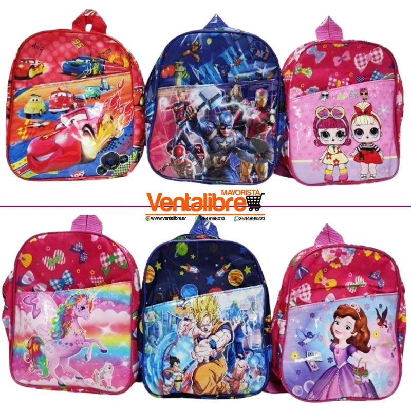 MOCHILA PARA JARDÍN CON PERSONAJES 25 X 20 X 10 CM.