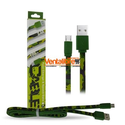 CABLE USB MICRO V8 CAMUFLADO 1 MT 2.4AMP CARGA RAPIDA