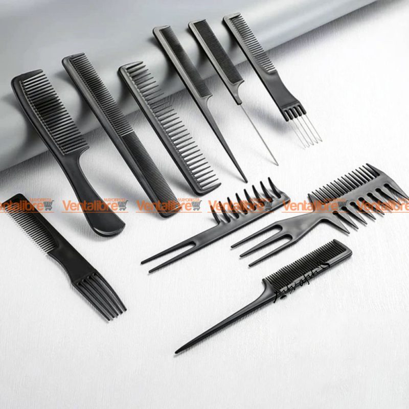  JUEGO DE 10 PEINES DE PELUQUERÍA PROFESIONAL PARA TODO TIPO DE CABELLO