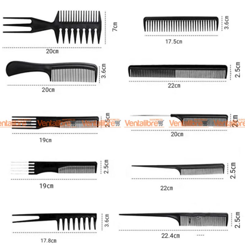  JUEGO DE 10 PEINES DE PELUQUERÍA PROFESIONAL PARA TODO TIPO DE CABELLO - Imagen 3