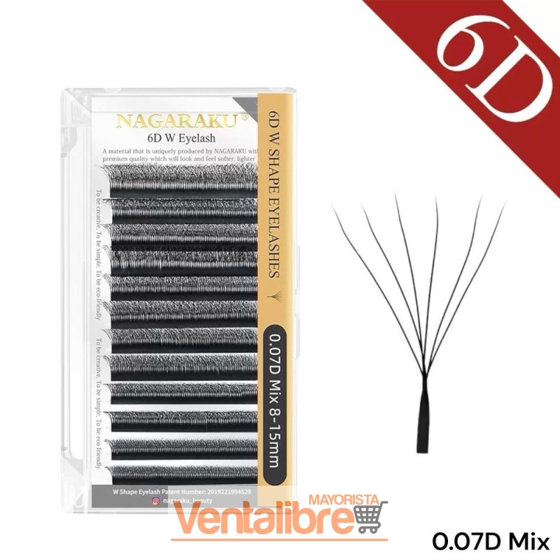 EXTENSIONES DE PESTAÑAS TECNOLÓGICAS 6D W NAGARAKU 0.07D MIX
