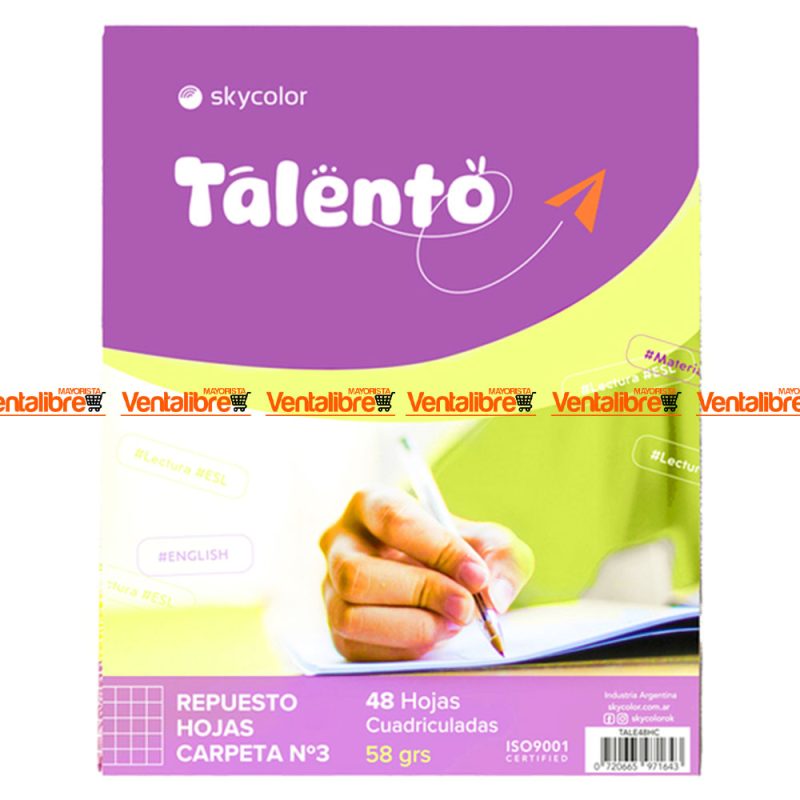 REPUESTO ESCOLAR TALENTO DE 58 GS. X 48 HJS. CUADRICULADO