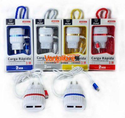 CARGADOR TIME V8 2 USB 3.1A