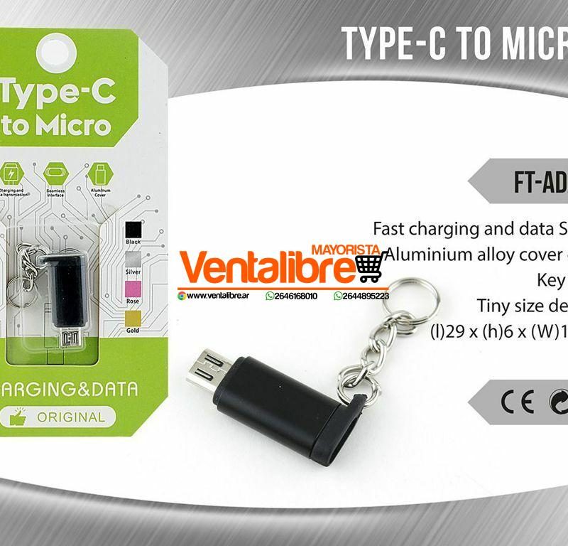 ADAPTADOR DE MICRO USB A TIPO C PARA SMARTPHONE