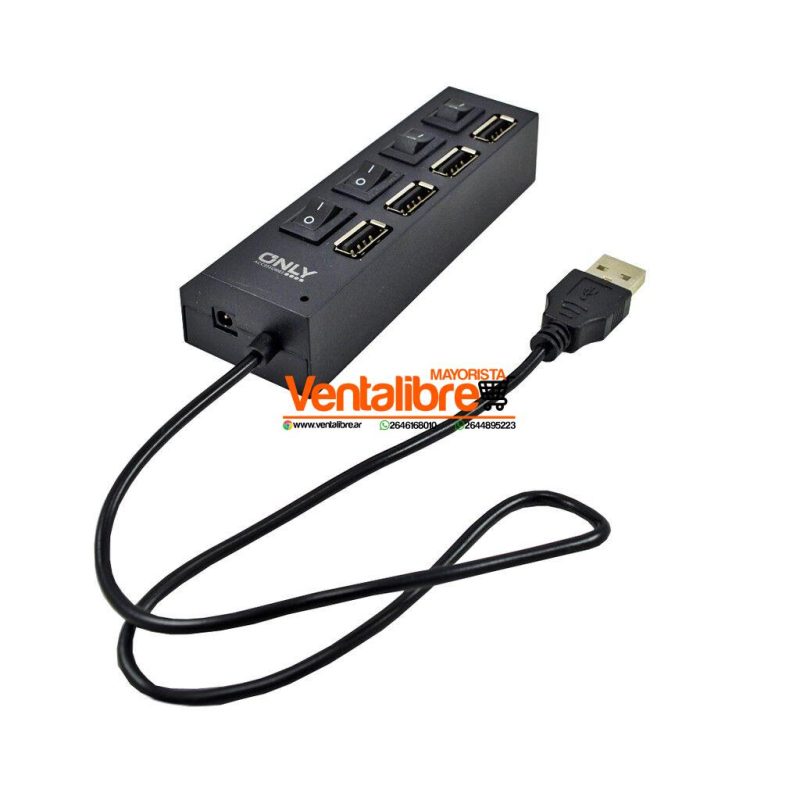 ADAPTADOR HUB USB 2.0 ON/OFF 4 PUERTOS BLANCO NEGRO - Imagen 3