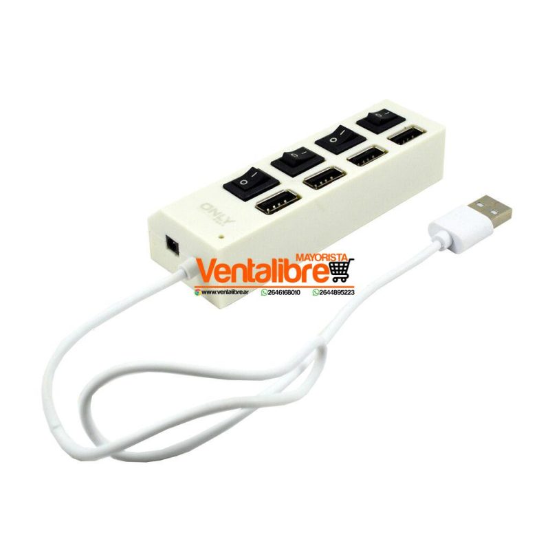 ADAPTADOR HUB USB 2.0 ON/OFF 4 PUERTOS BLANCO NEGRO - Imagen 4