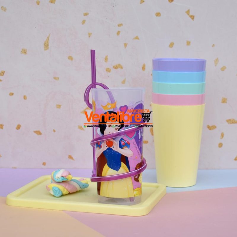 VASO INFANTIL ALTO CON SORBETE ONDULADO ESTAMPADOS PERSONAJES - Imagen 5