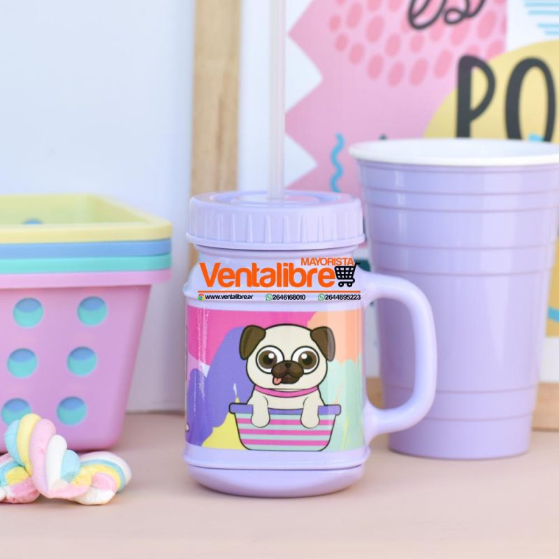 TAZA INFANTIL CON TAPA MANIJA Y SORBETE 250 ML. ESTAMPADOS PERSONAJES - Imagen 3