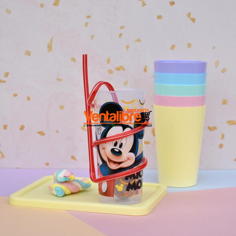 VASO INFANTIL ALTO CON SORBETE ONDULADO ESTAMPADOS PERSONAJES - Imagen 4