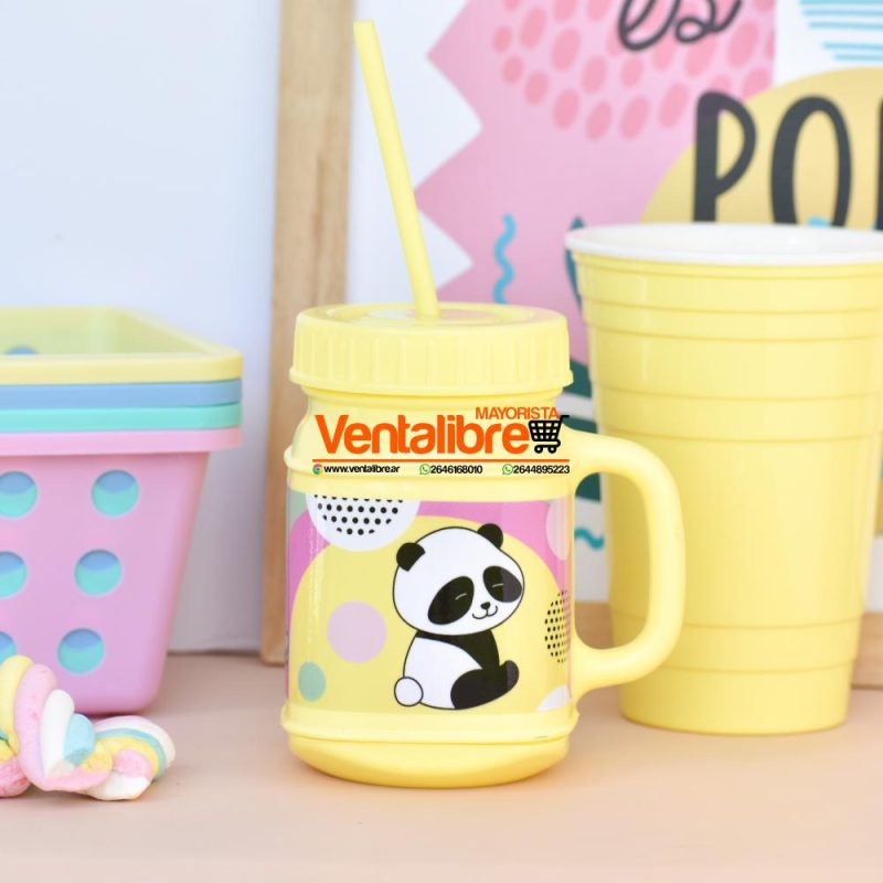 TAZA INFANTIL CON TAPA MANIJA Y SORBETE 250 ML. ESTAMPADOS PERSONAJES - Imagen 4