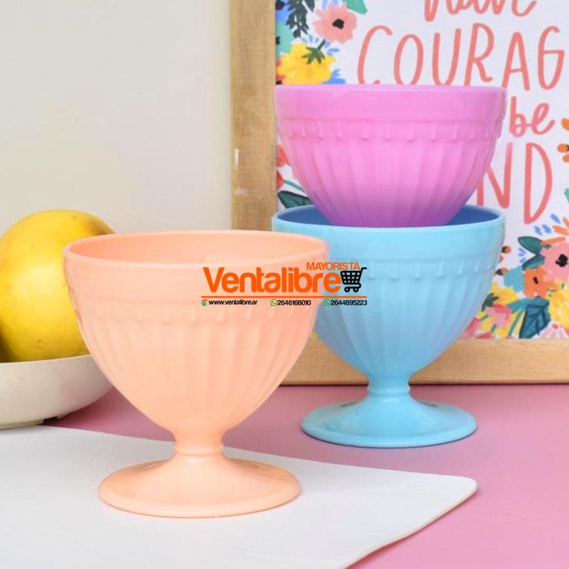 COPA POSTRE FACETADOS PLÁSTICAS COLORES VARIOS