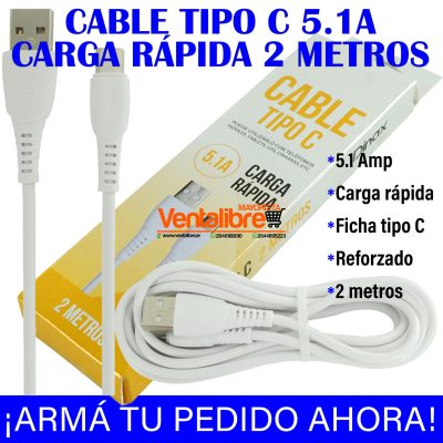 CABLE TIPO C 5.1A CARGA RÁPIDA 2 METROS