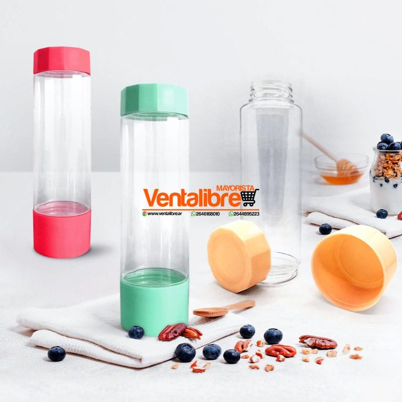 BOTELLA DEPORTIVA DOBLE TAPA COLORES 750 ML.