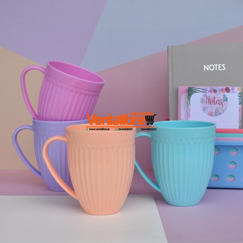 TAZAS ALTAS XL FACETADAS PLASTICAS COLORES VARIOS 350 CC. - Imagen 2