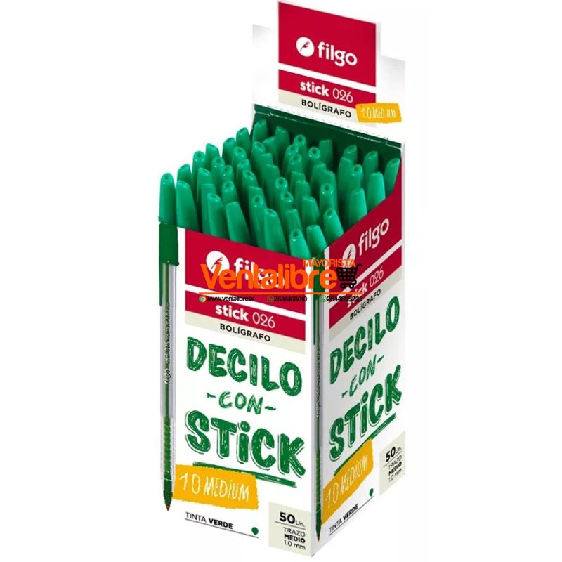 LAPICERA BOLIGRAFO FILGO STICK 1.0 VERDE