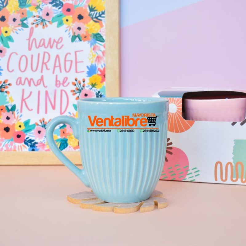TAZAS DE CERÁMICA FACETADA GRANDE COLORES VARIOS 450 CC. - Imagen 4