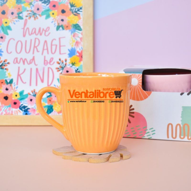 TAZAS DE CERÁMICA FACETADA GRANDE COLORES VARIOS 450 CC. - Imagen 3