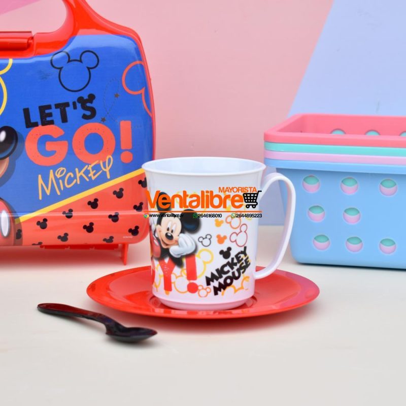 SET INFANTIL TAZA PLATO Y CUCHARA ESTAMPADOS PERSONAJES - Imagen 4