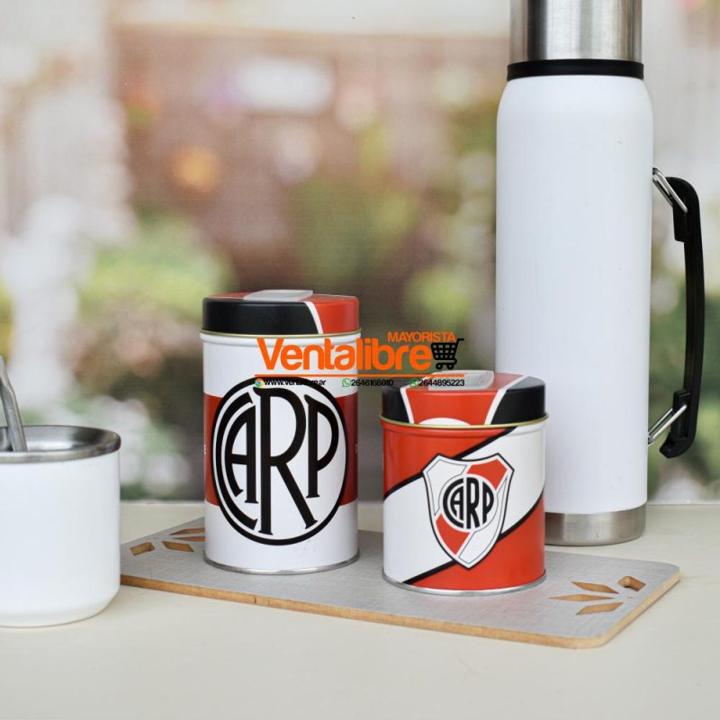 SET YERBERA Y AZUCARERA PREMIUM LATAS LITOGRAFIADAS BOCA Y RIVER - Imagen 4
