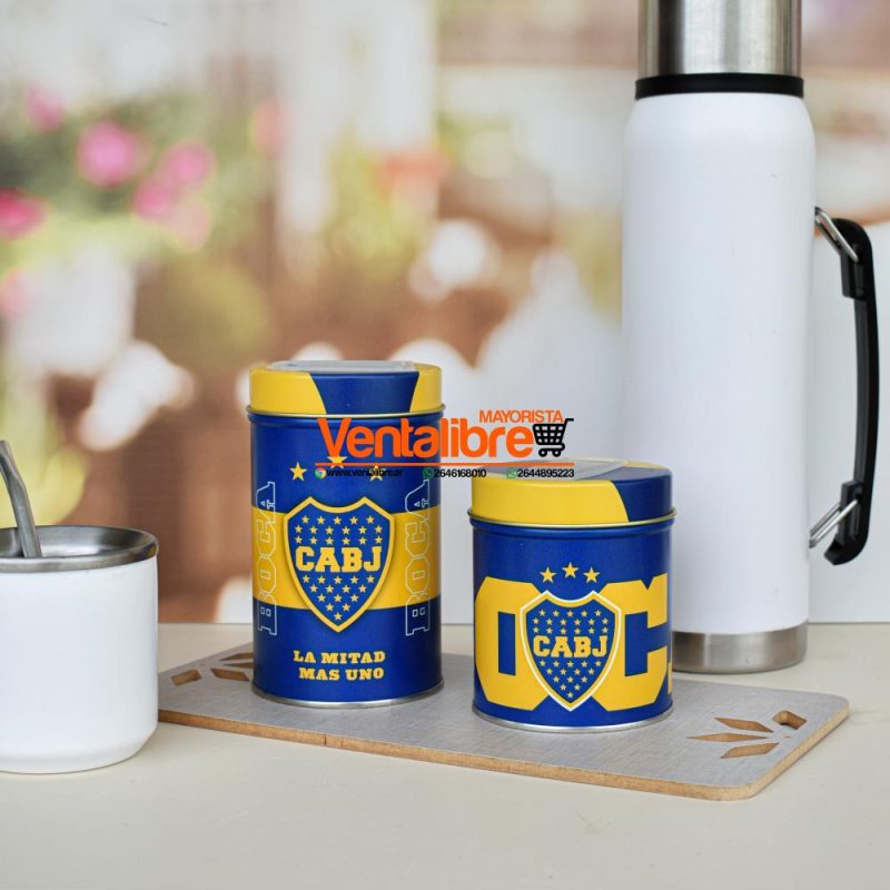 SET YERBERA Y AZUCARERA PREMIUM LATAS LITOGRAFIADAS BOCA Y RIVER - Imagen 7