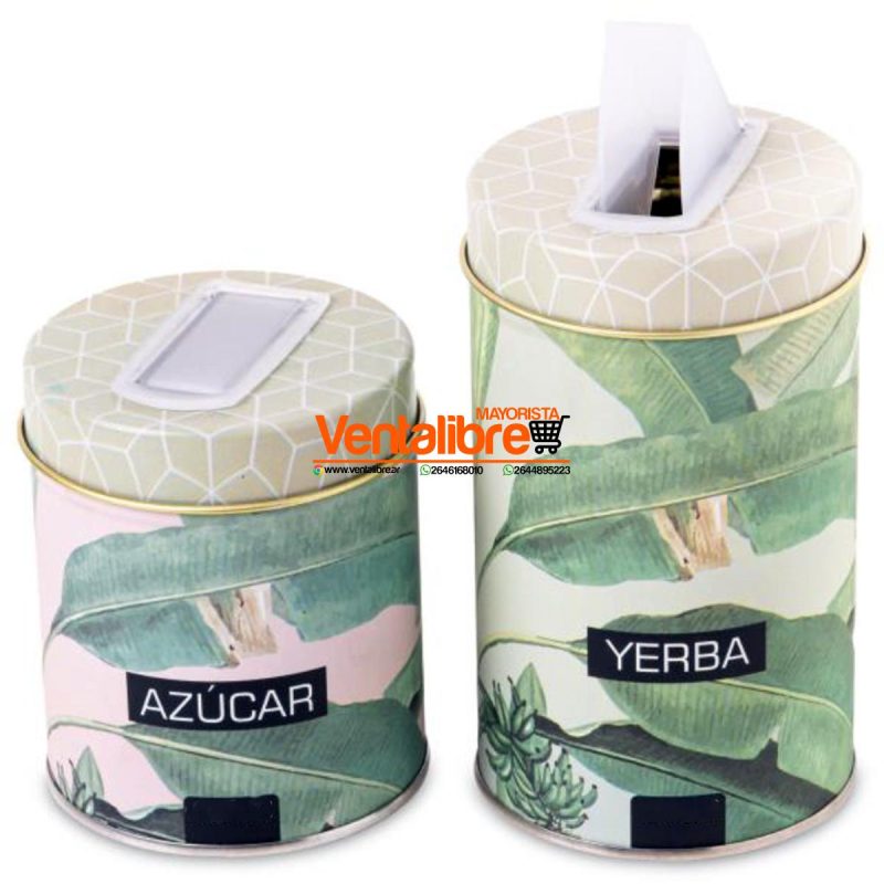 SET YERBERA Y AZUCARERA PREMIUM LATAS LITOGRAFIADAS VARIOS DISEÑOS - Imagen 4