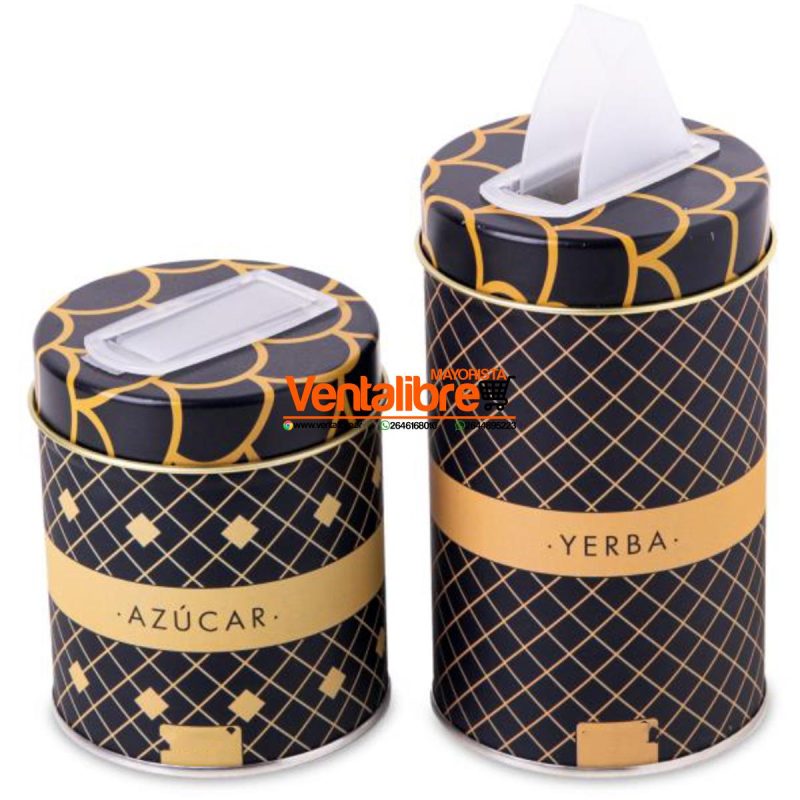 SET YERBERA Y AZUCARERA PREMIUM LATAS LITOGRAFIADAS VARIOS DISEÑOS - Imagen 2
