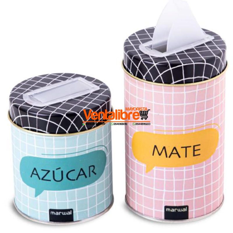 SET YERBERA Y AZUCARERA PREMIUM LATAS LITOGRAFIADAS VARIOS DISEÑOS - Imagen 8